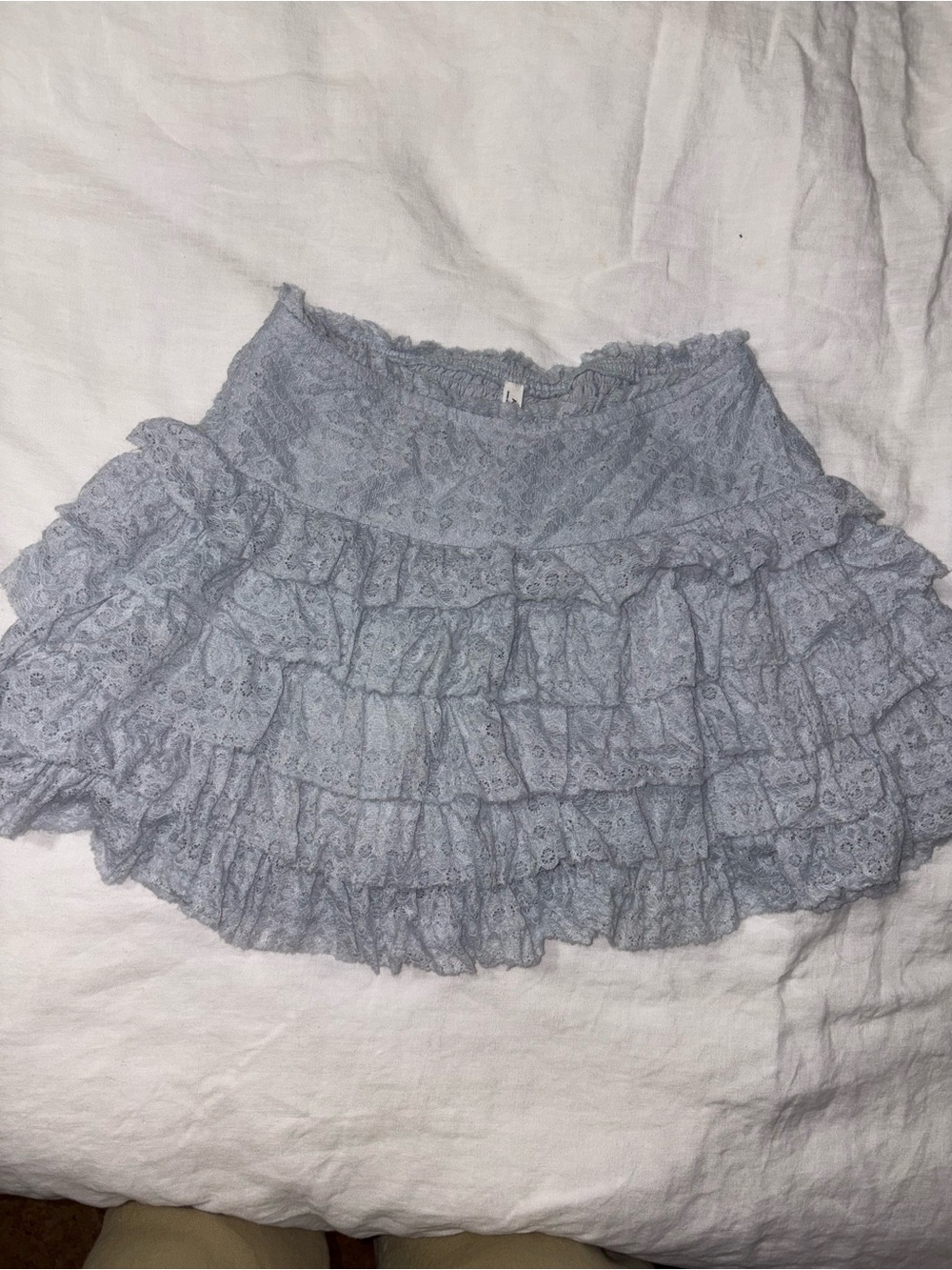 American Eagle Outfitters Light Blue Ruffled Eyelet Mini Skirt